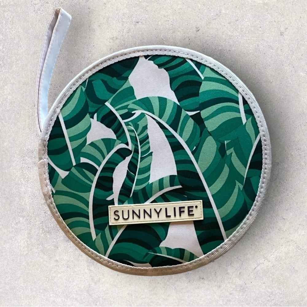 SunnyLife Camping Green White Fern Print. Knife Spoons Forks Plates Napkins.